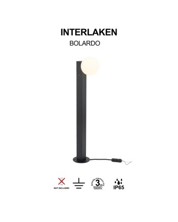 INTERLAKEN * BOLARDO IP65 G9 NEGRO
